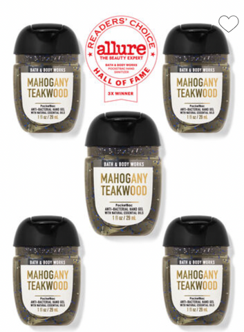 bbw134 Mahogany Teakwood PocketBac Hand Sanitizers, 5-Pack
