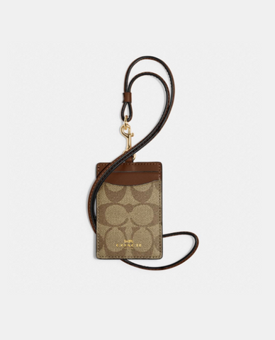 coach125 掛繩證件套經典帆布 X 卡其色