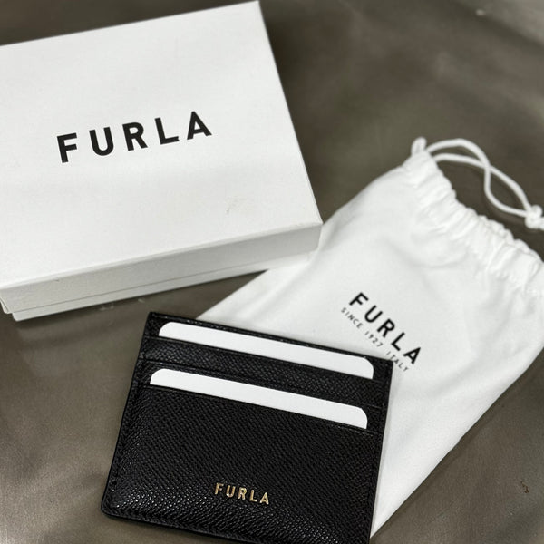 Furla204 香港現貨 防刮皮 禮盒黑色經典卡包 卡套 【平行進口】