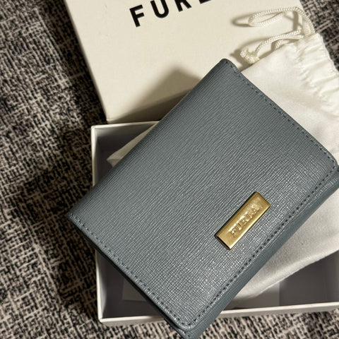 Furla208 香港現貨 經典皮 禮盒裝 藍色 有相位 3摺銀包  【平行進口】