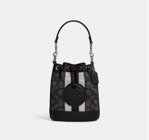 香港現貨 黑色 Coach Mini Dempsey Bucket Bag In Signature Jacquard