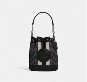 香港現貨 黑色 Coach Mini Dempsey Bucket Bag In Signature Jacquard