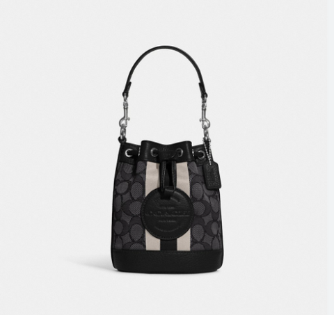 香港現貨 黑色 Coach Mini Dempsey Bucket Bag In Signature Jacquard