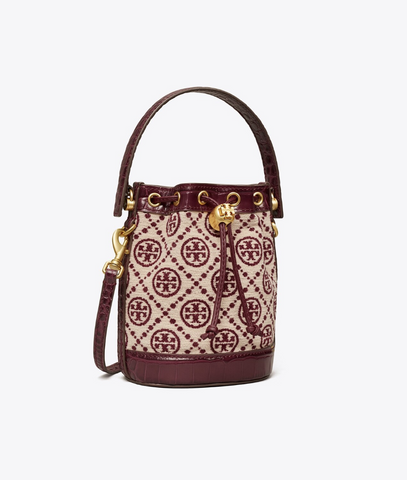 香港現貨 Tory Burch T Monogram Chenille Mini Bucket Bag