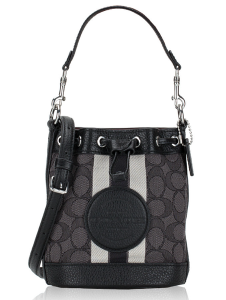 香港現貨 Signature Jacquard Stripe Patch Mini Dempsey Bucket Bag Black