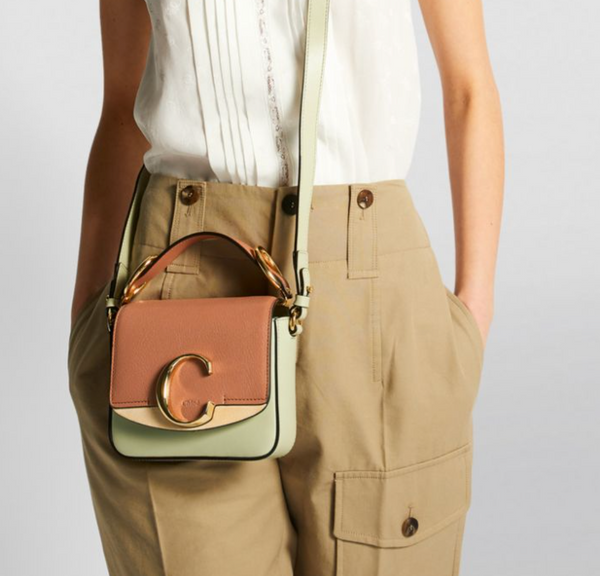 香港現貨 CHLOÉ  Mini Leather Two-Tone Chloé C Bag