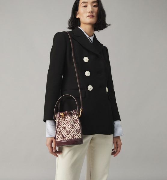 香港現貨 Tory Burch T Monogram Chenille Mini Bucket Bag